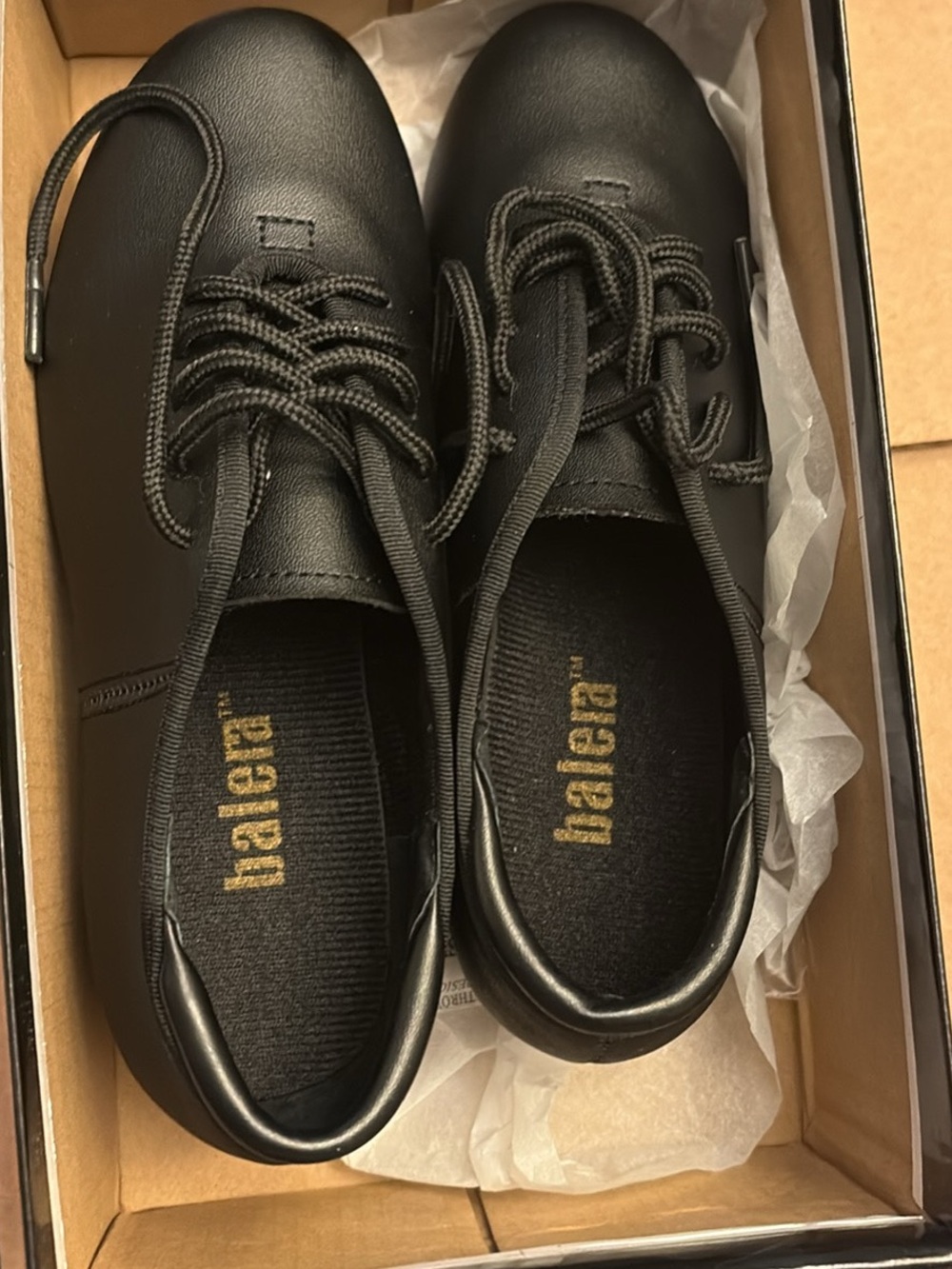 Balera Black Oxford Lace up Tap Shoes Kids Size 2